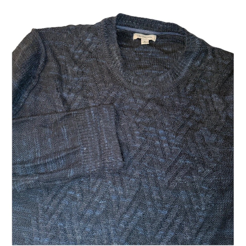 Calvin Klein Jeans Mens Crew Neck‎ Sweater XL Blue Textured Knit